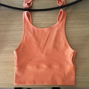 Orange Ribbed Tank Top